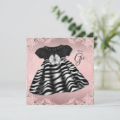 Elegant roze Zebra Baby shower Kaart (Staand voorkant)