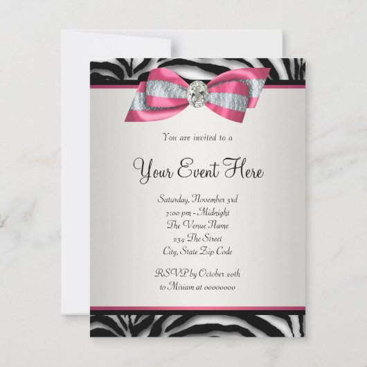 Elegant roze Zebra Kaart (Achterkant)