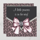 Elegant roze Zebra Princess Baby shower Kaart (Voorkant / Achterkant)