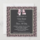 Elegant roze Zebra Princess Baby shower Kaart (Achterkant)