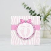 Elegant roze Zebra roze voetafdruk Baby shower Kaart (Staand voorkant)