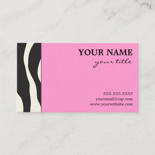 Elegant roze Zebra Visitekaartjes (Voorkant)