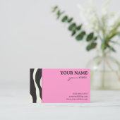 Elegant roze Zebra Visitekaartjes (Staand voorkant)