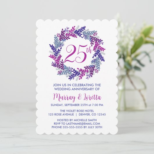 Elegant Roze Zilver 25e bruiloft Jubileum Kaart (Staand voorkant)