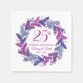 Elegant Roze Zilver 25e Jubileum Party Servetten (Voorkant)