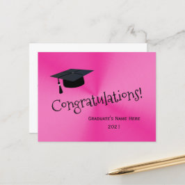 Elegant Roze Zilver Felicitaties Afstuderen Briefkaart