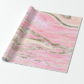 Elegant roze zilver Glitter Marble Pattern Chic Cadeaupapier (Uitgerold)