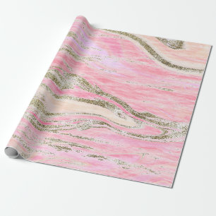Elegant roze zilver Glitter Marble Pattern Chic Cadeaupapier