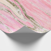 Elegant roze zilver Glitter Marble Pattern Chic Cadeaupapier (Hoek)