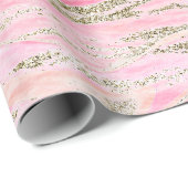 Elegant roze zilver Glitter Marble Pattern Chic Cadeaupapier (Rol Hoek)