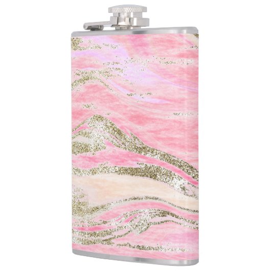 Elegant roze zilver Glitter Marble Pattern Chic Heupfles (Links)