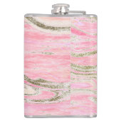 Elegant roze zilver Glitter Marble Pattern Chic Heupfles (Achterkant)