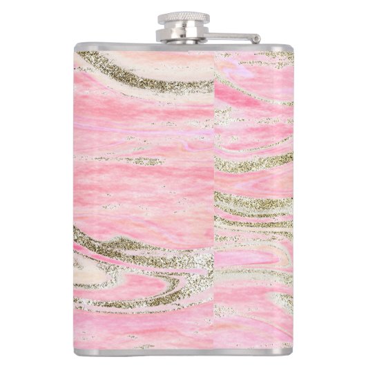 Elegant roze zilver Glitter Marble Pattern Chic Heupfles (Achterkant)