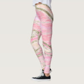 Elegant roze zilver Glitter Marble Pattern Chic Leggings (Links)