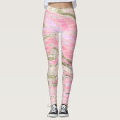 Elegant roze zilver Glitter Marble Pattern Chic Leggings (Voorkant)