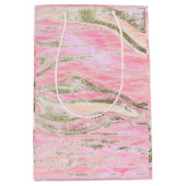 Elegant roze zilver Glitter Marble Pattern Chic Medium Cadeauzakje (Voorkant)