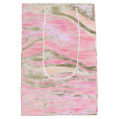 Elegant roze zilver Glitter Marble Pattern Chic Medium Cadeauzakje (Achterkant)