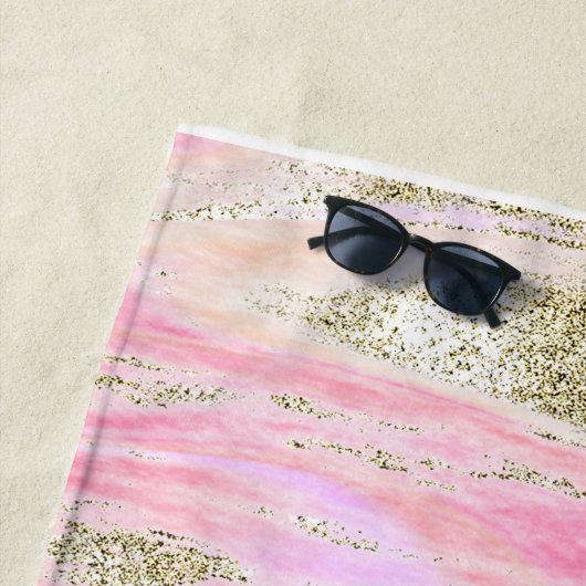 Elegant roze zilver Glitter Marble Pattern Chic Strandlaken (In situ)