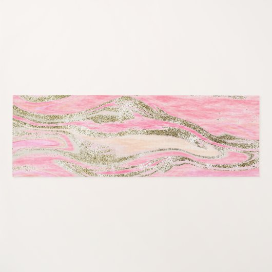Elegant roze zilver Glitter Marble Pattern Glam Yogamat (Voorkant (horizontaal))