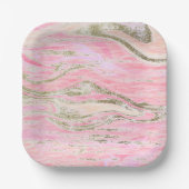 Elegant roze zilver glitter marmer Patroon Papieren Bordje (Voorkant)