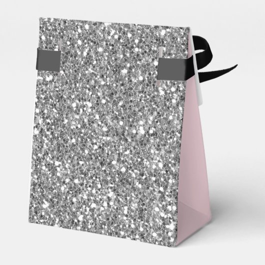 Elegant Roze Zilver Glitter Monogram Naam Script Bedankdoosjes (Achterkant)