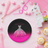 Elegant roze | Zilver Spaans Gown Quinceañera Papieren Bordje (Feest)