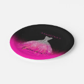 Elegant roze | Zilver Spaans Gown Quinceañera Papieren Bordje (Gekanteld)