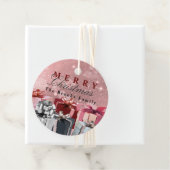 Elegant Roze Zilver Verpakte Geschenkdozen Kerstmi Bedankjes Labels (In situ)