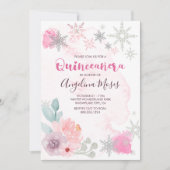 Elegant Roze Zilver Winter Wonderland Quinceanera Kaart (Voorkant)