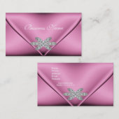 Elegant roze zilveren diamanten juweel visitekaartje (Voorkant / Achterkant)
