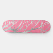 Elegant roze zilveren herfstboomtekening persoonlijk skateboard (Horizontaal)