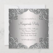 Elegant roze zilveren masker Masquerade Party Kaart (Achterkant)