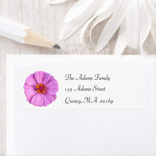 Elegant Roze Zinnia Bloem Retouradres Label (Insitu)