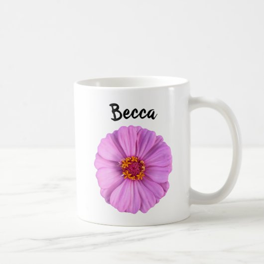 Elegant roze Zinnia Flower Personalised Mug Koffiemok (Rechts)