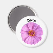 Elegant roze Zinnia Flower Personalized Magneet (Voorkant / Achterkant)