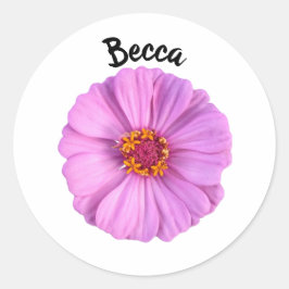 Elegant roze Zinnia Flower Personalized Ronde Sticker