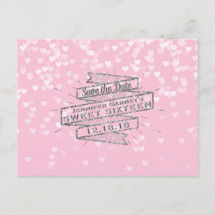 Elegant Roze Zoet 16 Verjaardag Save the Date Aankondigingskaart