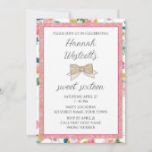 Elegant Roze Zoet Zestien Uitnodiging (Voorkant)