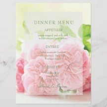 Elegant Roze Zomer Roos Bruiloft Menu