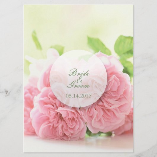 Elegant Roze Zomer Roos Bruiloft Menu (Achterkant)