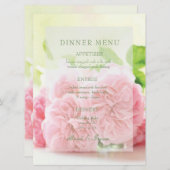 Elegant Roze Zomer Roos Bruiloft Menu (Voorkant / Achterkant)