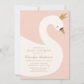 Elegant roze zwaan Baby shower Kaart (Voorkant)