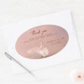 Elegant roze zwaan Dank je huwelijk Ovale Sticker (Envelop)