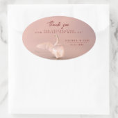 Elegant roze zwaan Dank je huwelijk Ovale Sticker (Tas)