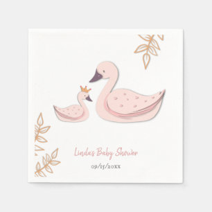 Elegant roze zwaan met Cygnet Girl Baby shower Servet