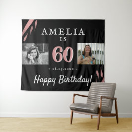 Elegant roze zwart 60th Birthday 2 Fotoachtergrond Wandkleed
