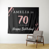 Elegant roze zwart 70e verjaardag achtergrond wandkleed (In Situ (horizontaal))