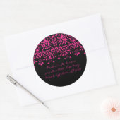 Elegant Roze & Zwart Damask Adreslabel Sticker (Envelop)