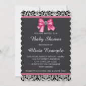 Elegant Roze Zwart Damask Princess Baby shower Kaart (Achterkant)