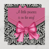Elegant Roze Zwart Damask Princess Baby shower Kaart (Voorkant / Achterkant)